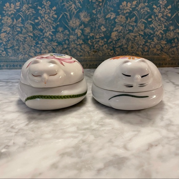 Pair of Vintage Porcelain Cat Candles